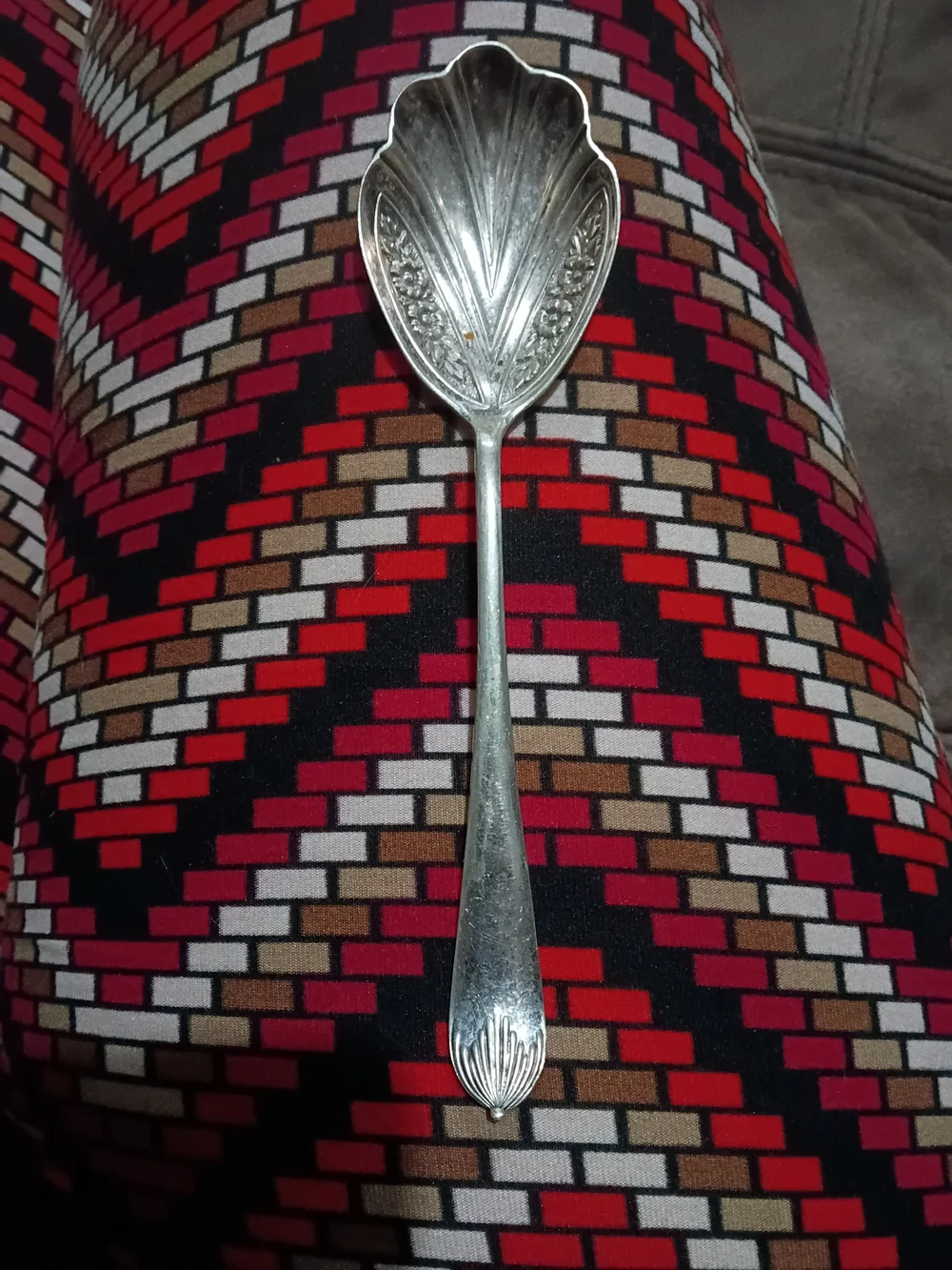 Vintage Silver-Tone Decorative Serving Spoon - Silver
